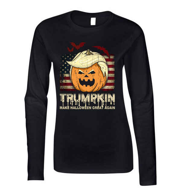 halloween tök donald trump Fekete Női Hosszú Ujjú Póló