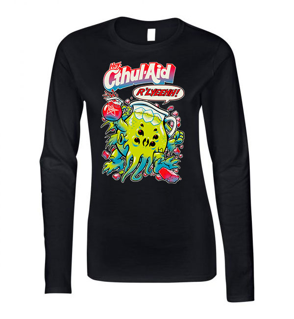 cthulhu chutulu hp lovecraft kool aid Fekete Női Hosszú Ujjú Póló