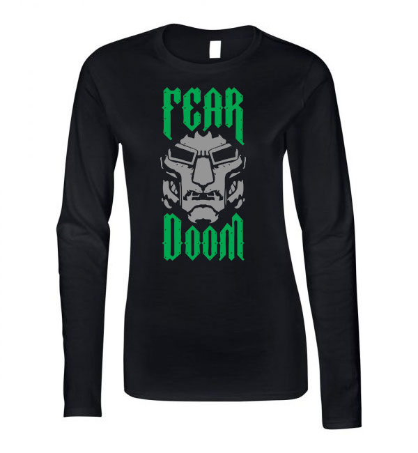 doctor doom Fekete Női Hosszú Ujjú Póló