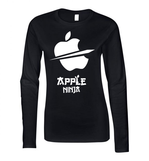 apple ninja Fekete Női Hosszú Ujjú Póló
