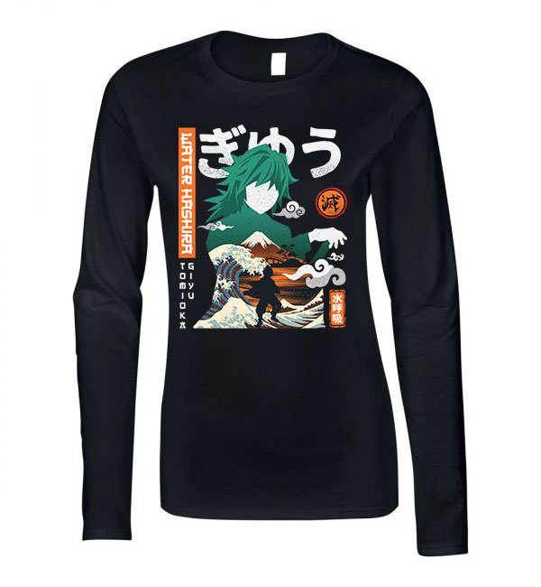 demon slayer tomioka Fekete Női Hosszú Ujjú Póló