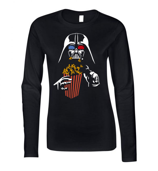 darth vader popcorn mozi Fekete Női Hosszú Ujjú Póló