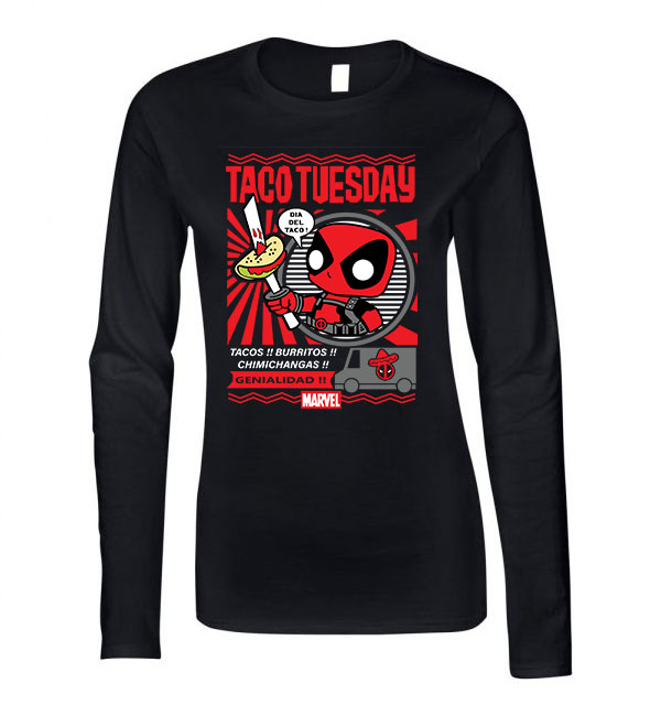 taco tuesday deadpool Fekete Női Hosszú Ujjú Póló