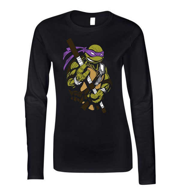 donatello tini ninja teknőcök tmnt Fekete Női Hosszú Ujjú Póló