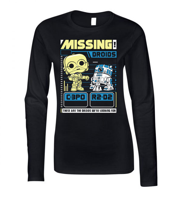star wars c3po r2d2 Fekete Női Hosszú Ujjú Póló
