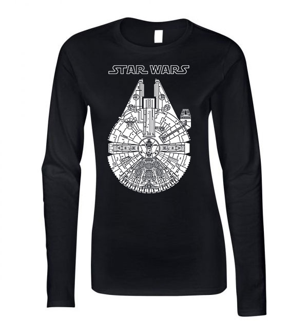 star wars ezeréves sólyom Fekete Női Hosszú Ujjú Póló