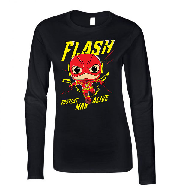 chibi flash Fekete Női Hosszú Ujjú Póló