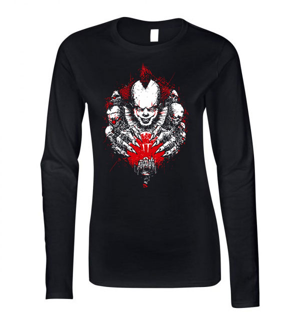 pennywise stephen king at it Fekete Női Hosszú Ujjú Póló