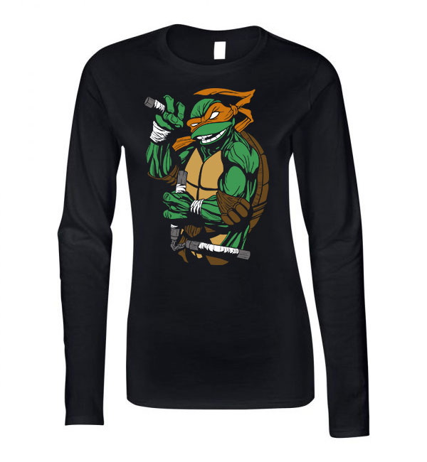 Michelangelo tini ninja teknőcök tmnt Fekete Női Hosszú Ujjú Póló