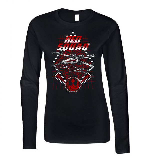 star wars red squad x-szárnyú Fekete Női Hosszú Ujjú Póló