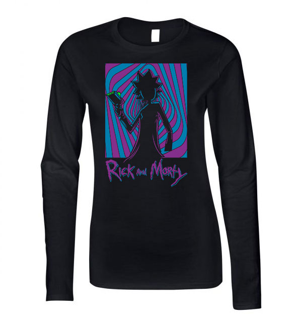 rick és morty Fekete Női Hosszú Ujjú Póló