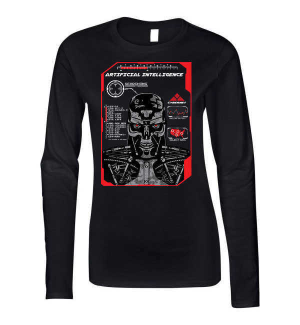 terminator skynet t800 Fekete Női Hosszú Ujjú Póló