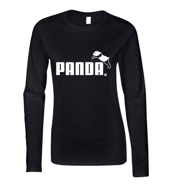 Panda Fekete Női Hosszú Ujjú Póló