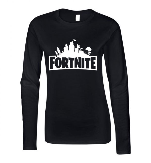 Fortnite Fekete Női Hosszú Ujjú Póló