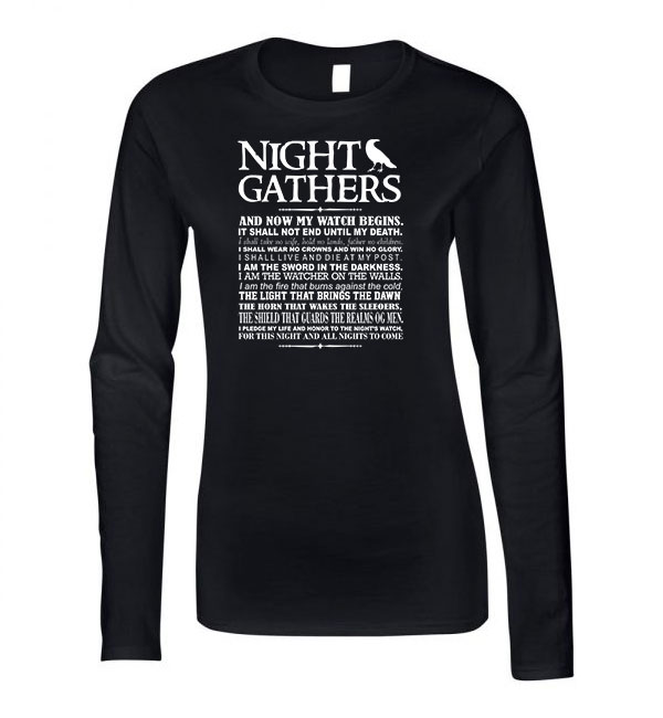 Game Of Thrones Trónok Harca Nights Watch Fekete Női Hosszú Ujjú Póló