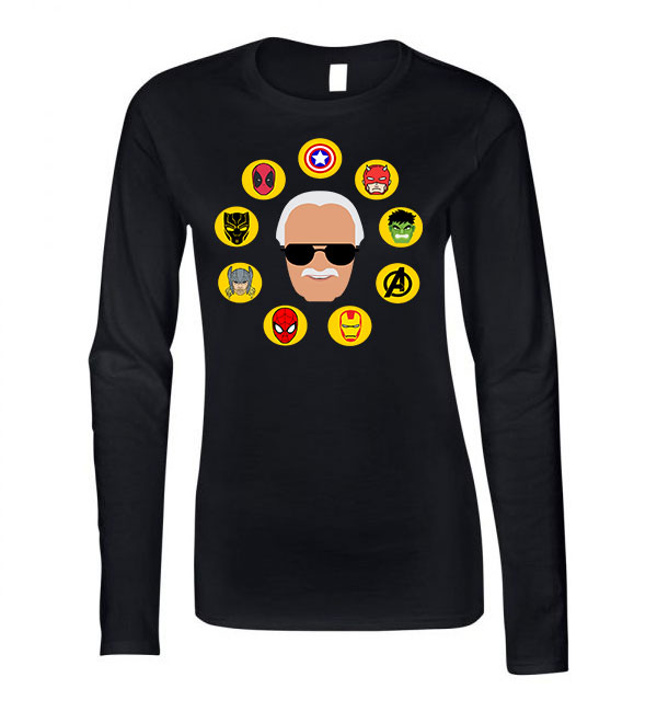 Marvel Stan lee bosszúállók thor hulk pókember vasember Fekete Női Hosszú Ujjú Póló