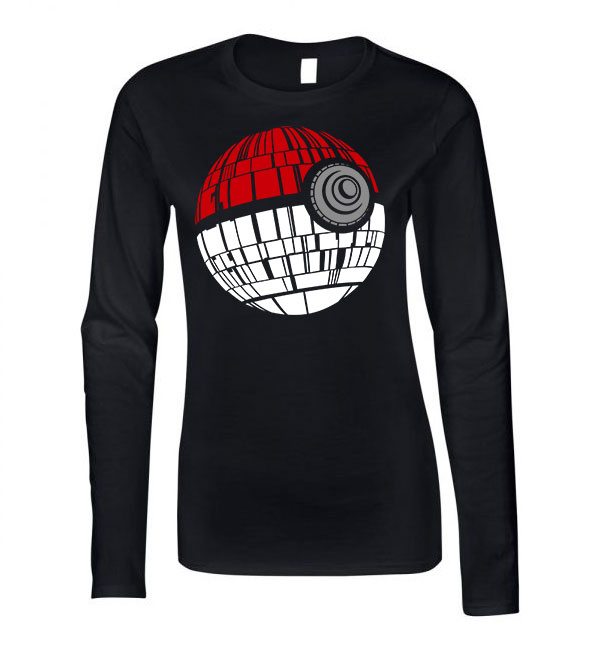 Pokemon Death Star Halálcsillag Pokelabda Fekete Női Hosszú Ujjú Póló