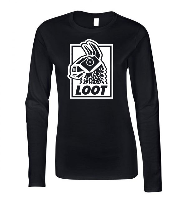 Fortnite loot láma Fekete Női Hosszú Ujjú Póló