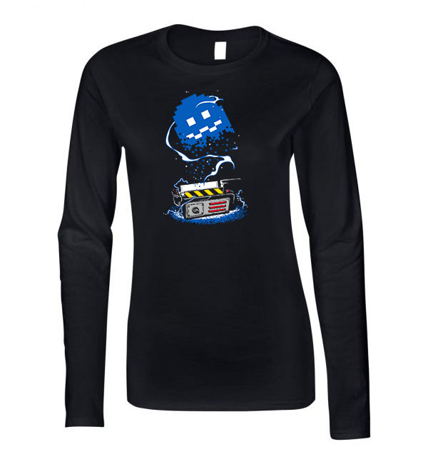 pac man ghost busters humor Fekete Női Hosszú Ujjú Póló