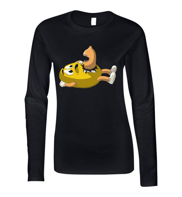 m and m mm alien Fekete Női Hosszú Ujjú Póló