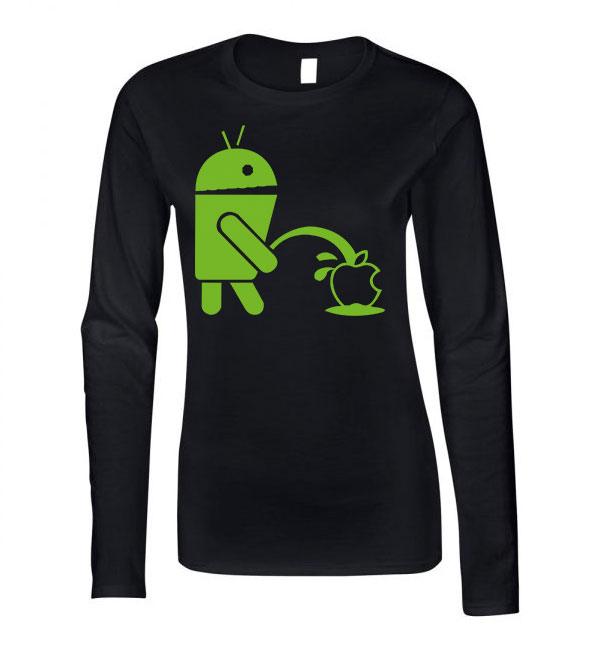 android humor Fekete Női Hosszú Ujjú Póló