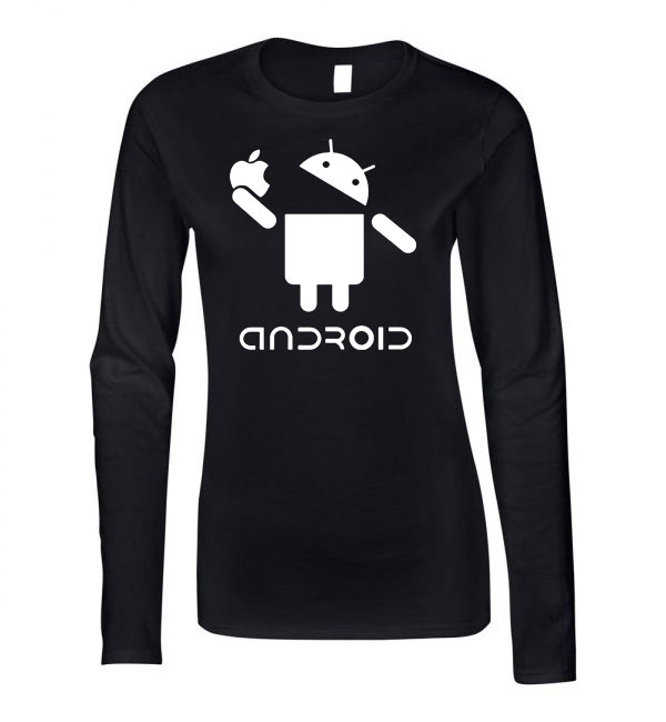 android humor Fekete Női Hosszú Ujjú Póló