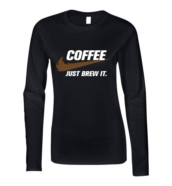 kávé coffee  Fekete Női Hosszú Ujjú Póló