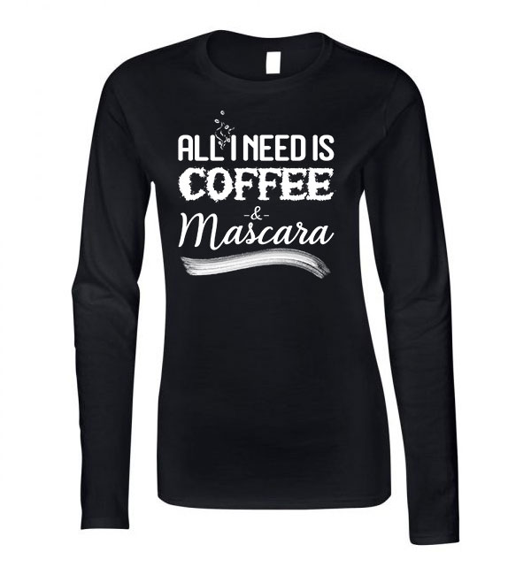 kávé mascara coffee Fekete Női Hosszú Ujjú Póló