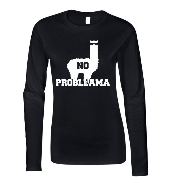 no probllama láma Fekete Női Hosszú Ujjú Póló