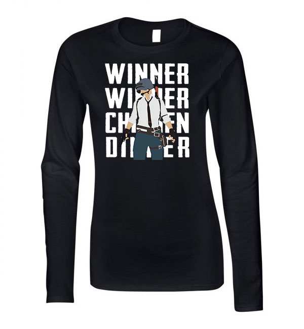 pubg winner winner chiken dinner Fekete Női Hosszú Ujjú Póló
