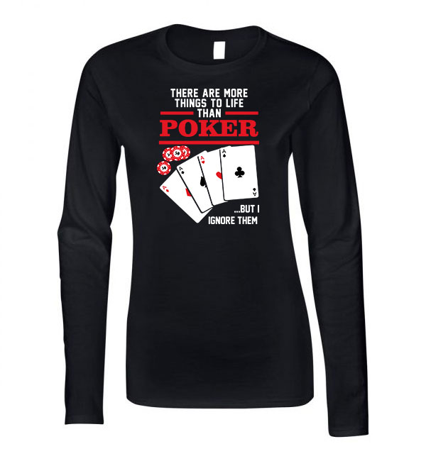 poker Fekete Női Hosszú Ujjú Póló