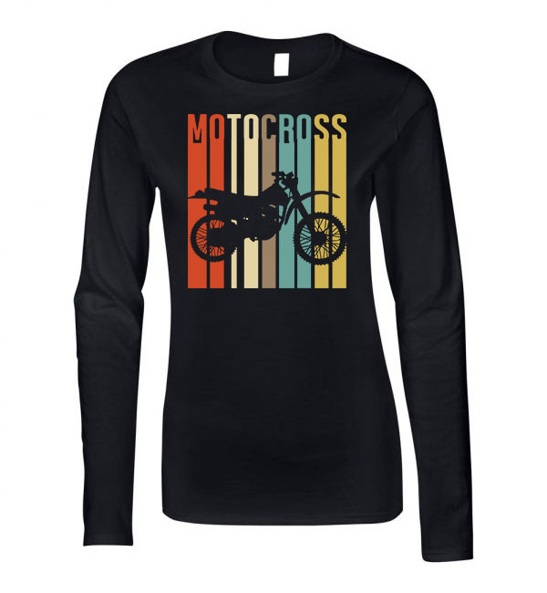 motocross motor motoros Fekete Női Hosszú Ujjú Póló