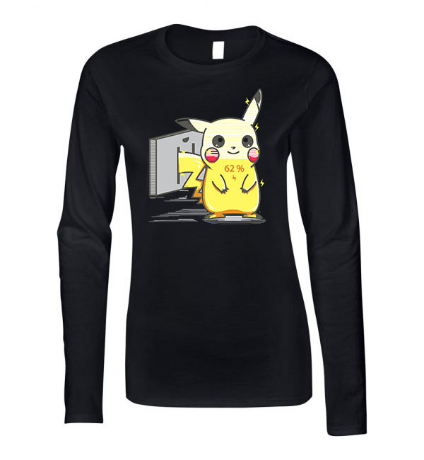 pikachu pokmon töltés Fekete Női Hosszú Ujjú Póló