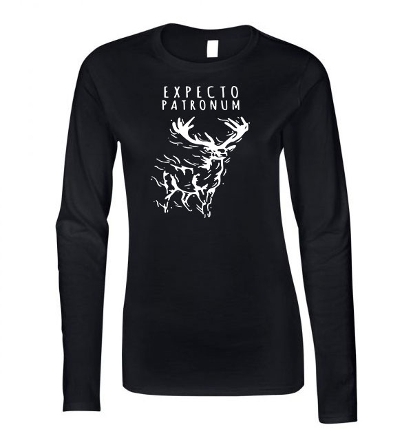 expecto patronum harry potter szarvas Fekete Női Hosszú Ujjú Póló