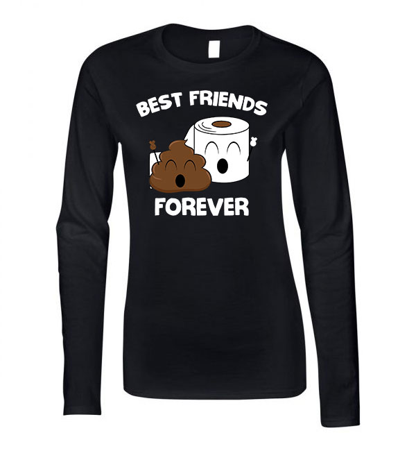 bff best friends kaki kaka wc papír Fekete Női Hosszú Ujjú Póló