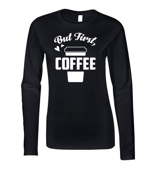 coffee kávé Fekete Női Hosszú Ujjú Póló