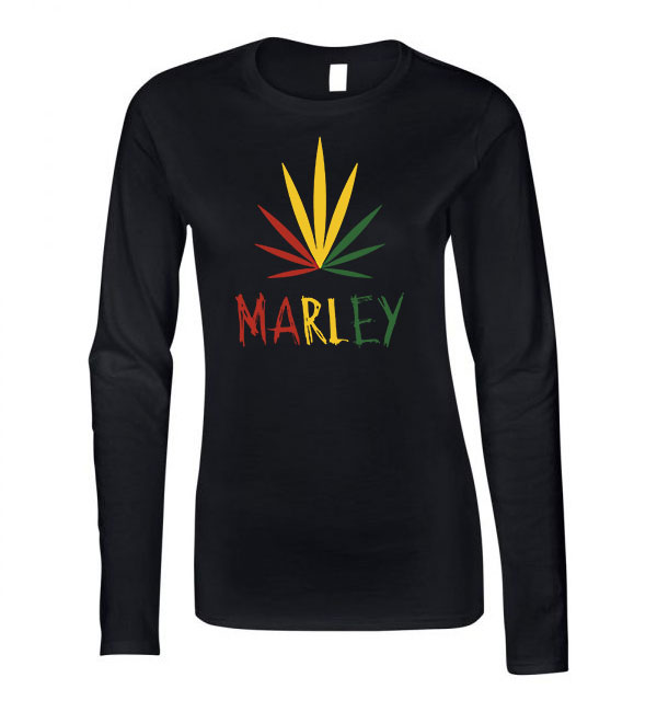 bob marley kanabisz cannabis Fekete Női Hosszú Ujjú Póló