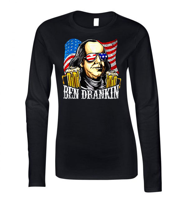 sör alkohol benjamin franklin humor Fekete Női Hosszú Ujjú Póló