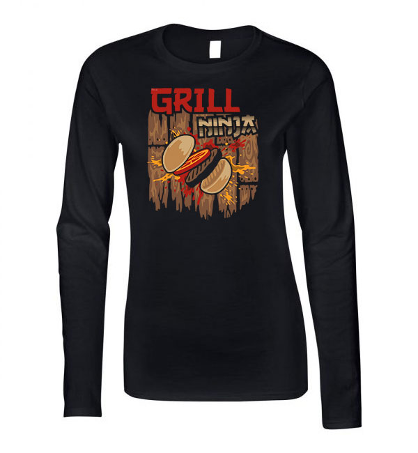 grill grillezés humor Fekete Női Hosszú Ujjú Póló