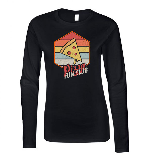 pizza Fekete Női Hosszú Ujjú Póló
