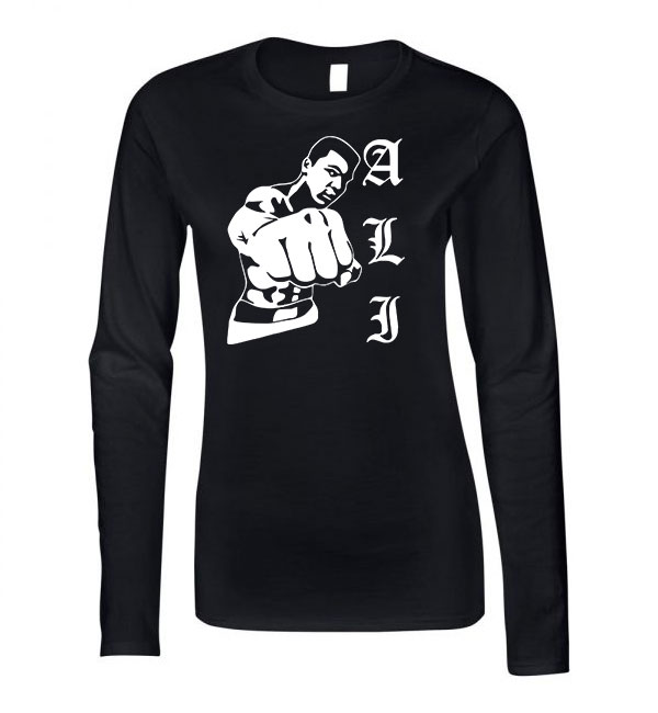 muhamad ali Fekete Női Hosszú Ujjú Póló