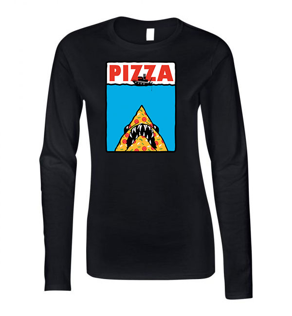 pizza pizza shark cápa Fekete Női Hosszú Ujjú Póló