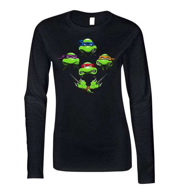 tini ninja teknőcök tmnt turtles Fekete Női Hosszú Ujjú Póló