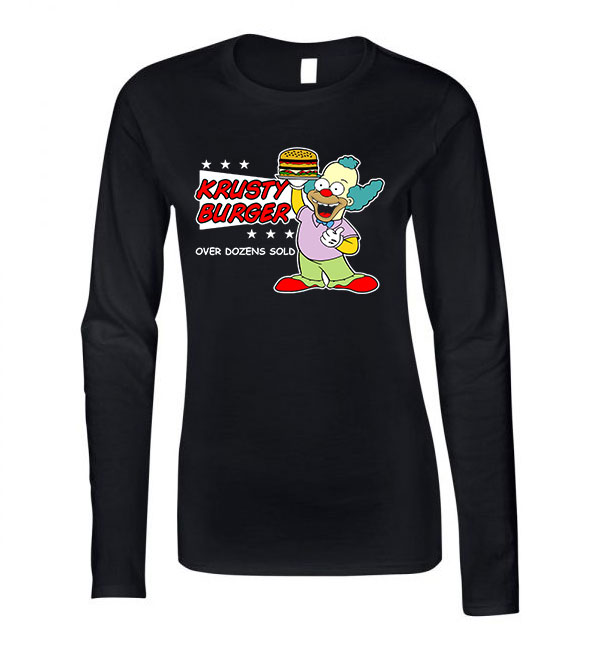 krusty burger simpson család Fekete Női Hosszú Ujjú Póló