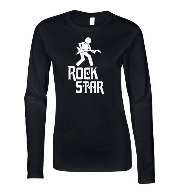 gitár gitáros rock star Fekete Női Hosszú Ujjú Póló