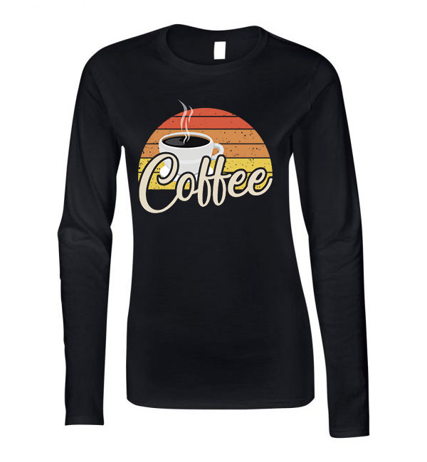 kávé coffee Fekete Női Hosszú Ujjú Póló
