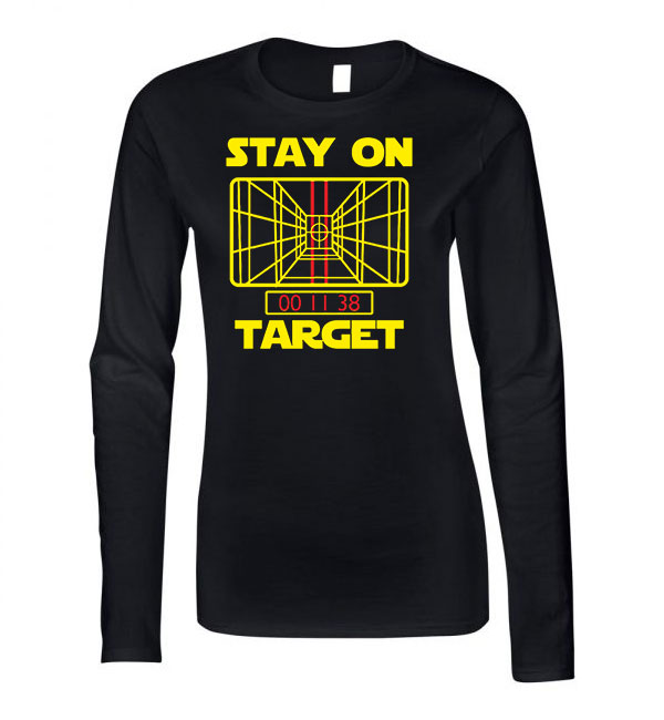star wars stay on target  Fekete Női Hosszú Ujjú Póló