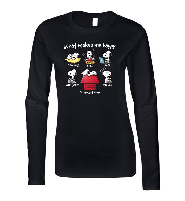 snoopy kutya boldogság Fekete Női Hosszú Ujjú Póló