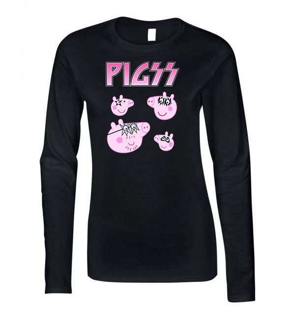 peppa malac peppa pig malacok Fekete Női Hosszú Ujjú Póló