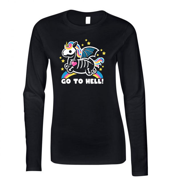 go to hell Fekete Női Hosszú Ujjú Póló